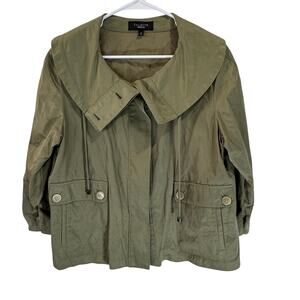 Talbots Khaki Green Lightweight Nylon rain jacket Sz 12